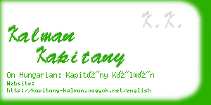 kalman kapitany business card